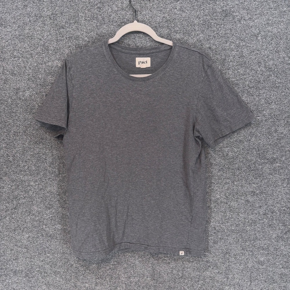 Pact Tshirt Mens Medium Gray Organic Cotton Short Sleeve Essential Tee Casual